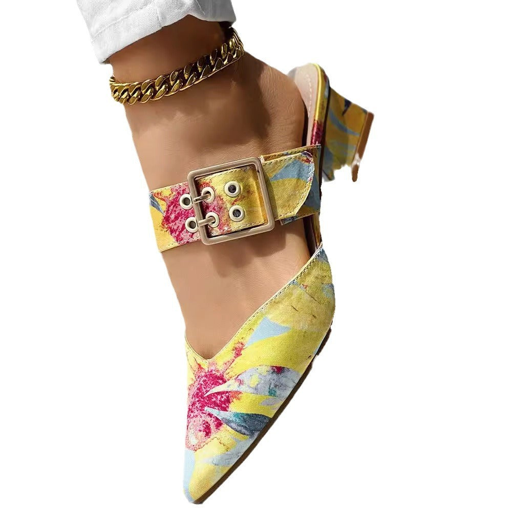 Women's Colorful Chunky Heel Sandals