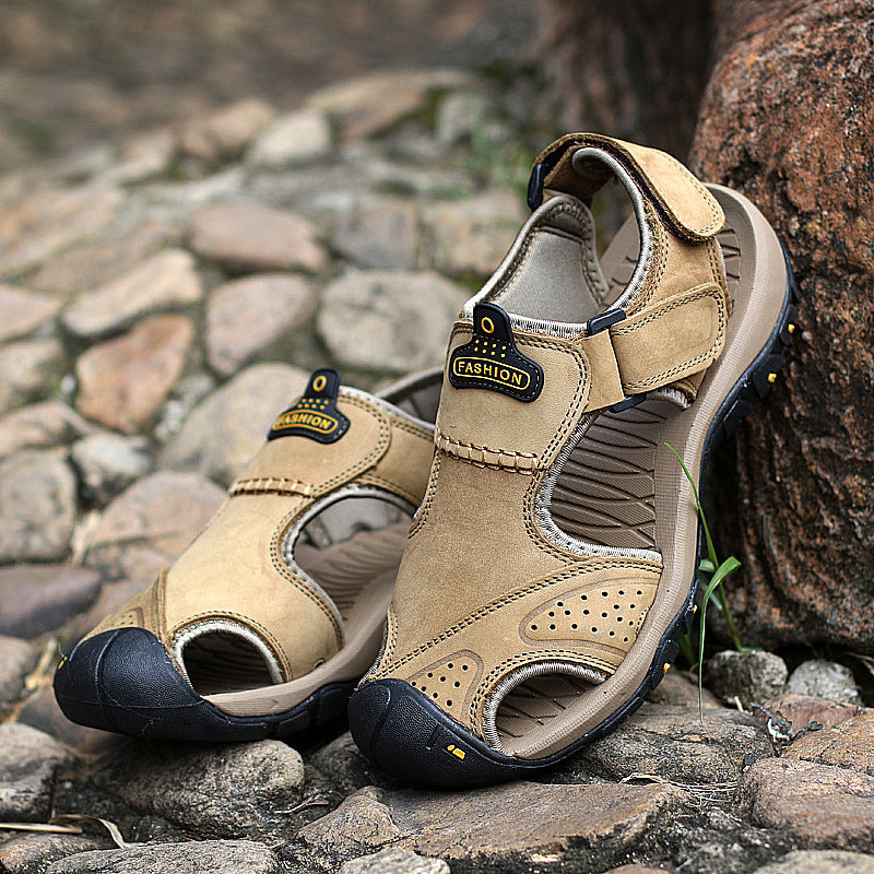 Large Size Two-layer Leather Toe Outdoor Casual Sandals
