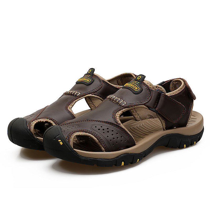 Large Size Two-layer Leather Toe Outdoor Casual Sandals