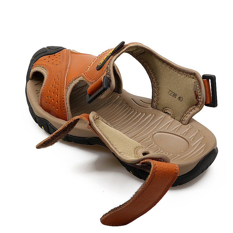 Large Size Two-layer Leather Toe Outdoor Casual Sandals