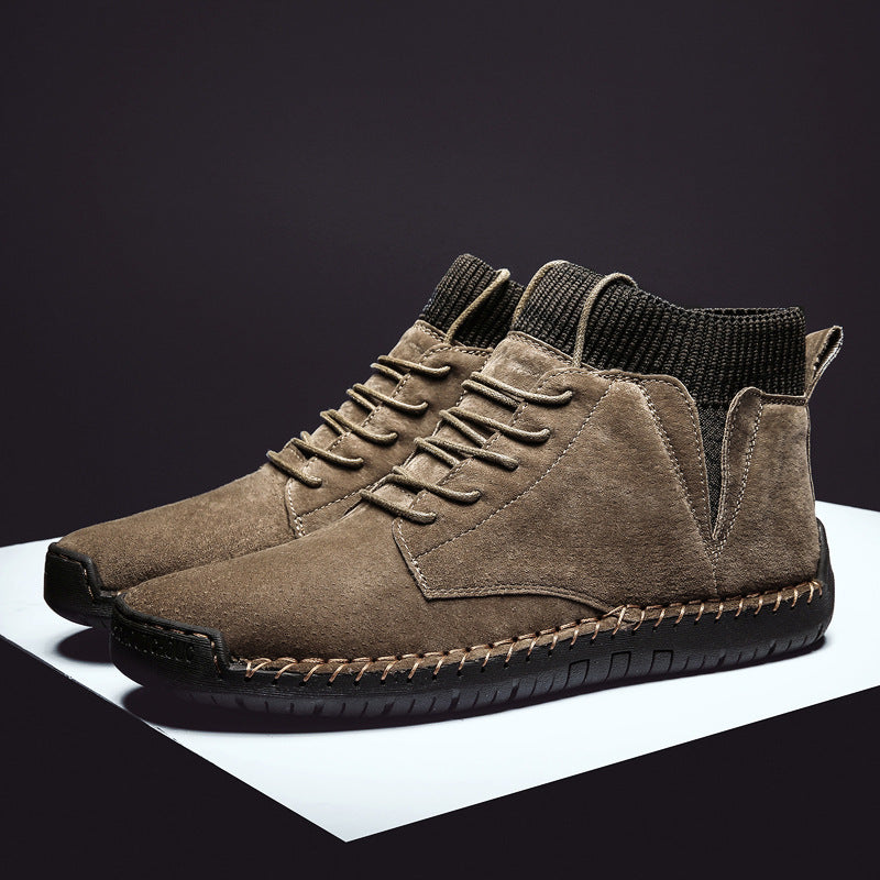 Winter Plus Cotton Plus Size Men'S High-Top Shoes Lace Up Wild Men'S Socks Warm Snow Boots