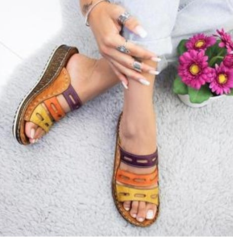 Car Line Hollow Color Leisure Sandals And Slippers