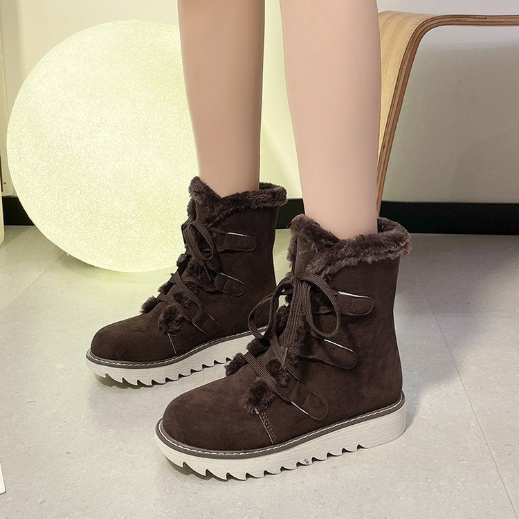 Thick Bottom Fleece-lined Thick Snow Boots Warm