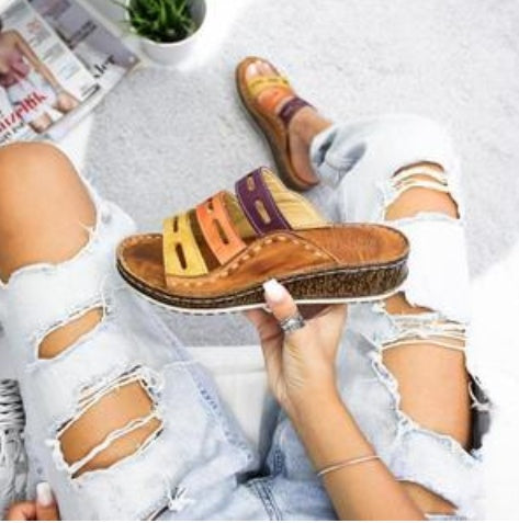Car Line Hollow Color Leisure Sandals And Slippers