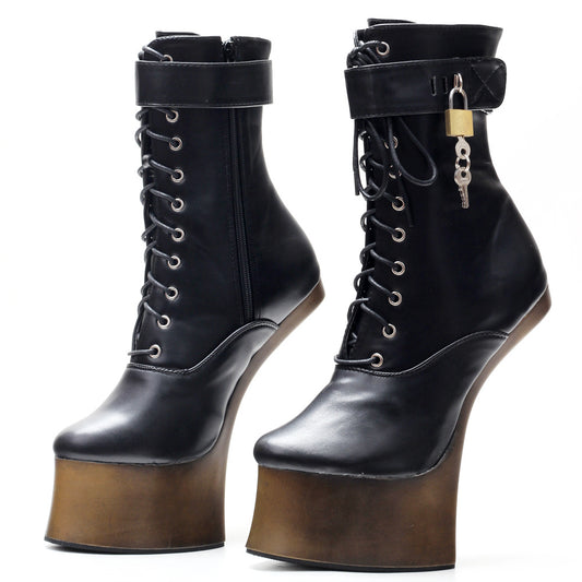 18cm Super High Heel Donkey Hoof Fancy Ankle Boots