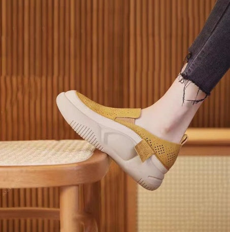 Round Toe Cap Hollow-out Loafers