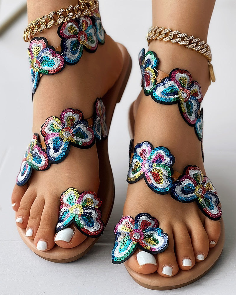 Women's Colorful Chunky Heel Sandals