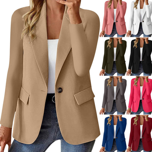 Women's Long Sleeve Solid Color Cardigan Small Suit Jacket