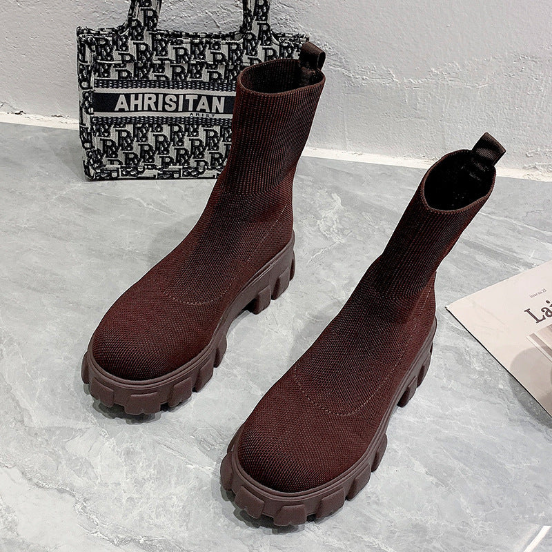 European And American Mid-tube Boots Set Foot Large Size