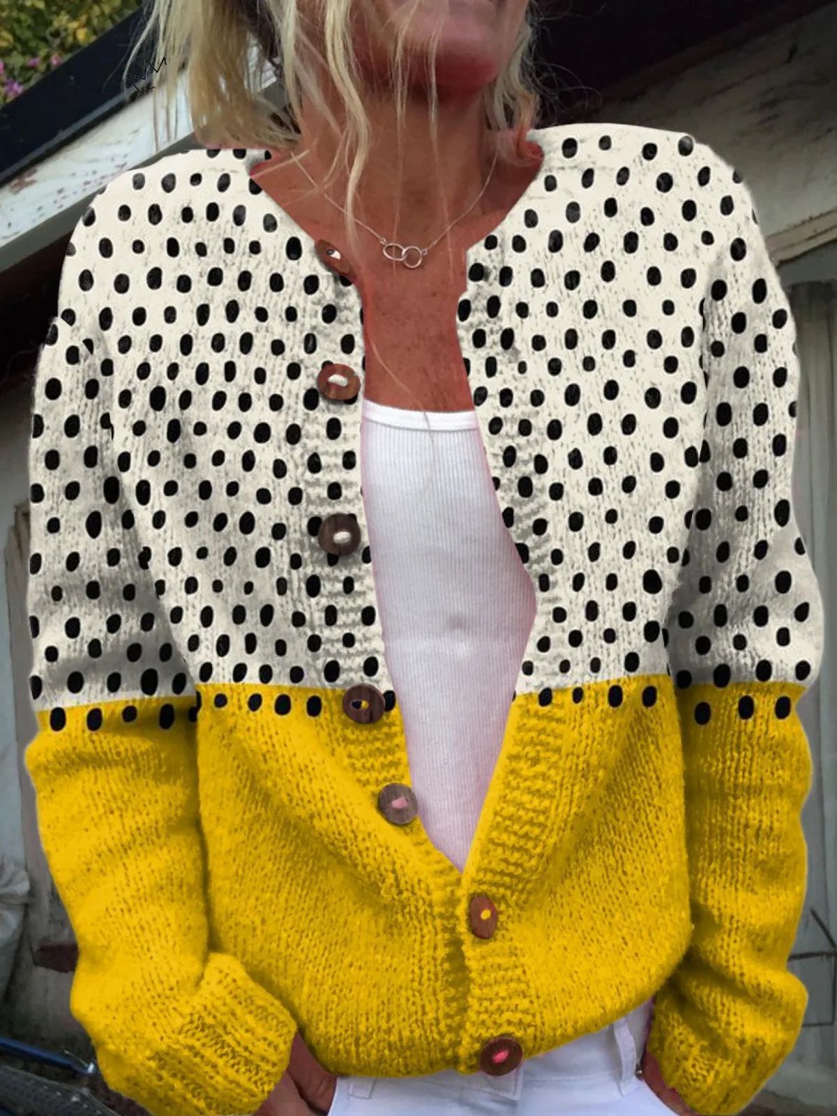New Women's Autumn And Winter Style Loose 3D Printed Knitted Cardigan Sweater