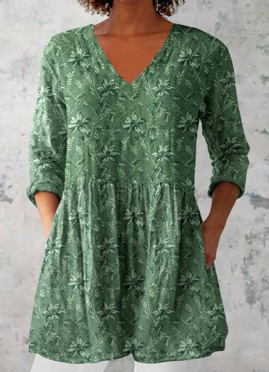 Women's Loose And Comfortable Digital Printed Round Neck Short-sleeved Top