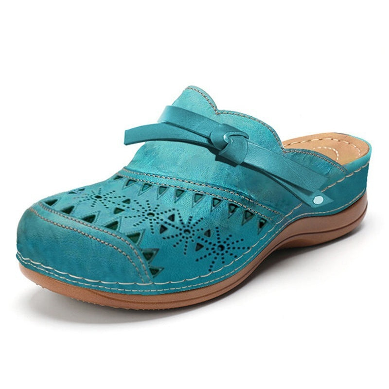 Plus Size Women's Shoes Bow Hollow Toe Flat Sandals