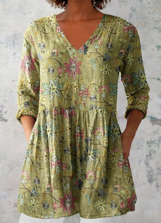 Women's Loose And Comfortable Digital Printed Round Neck Short-sleeved Top