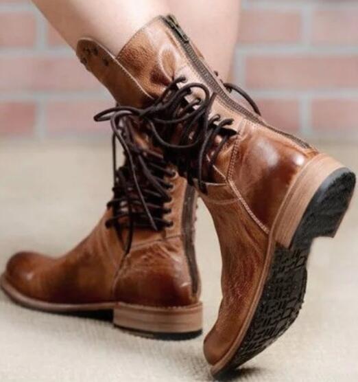 Studded low heel rider boots