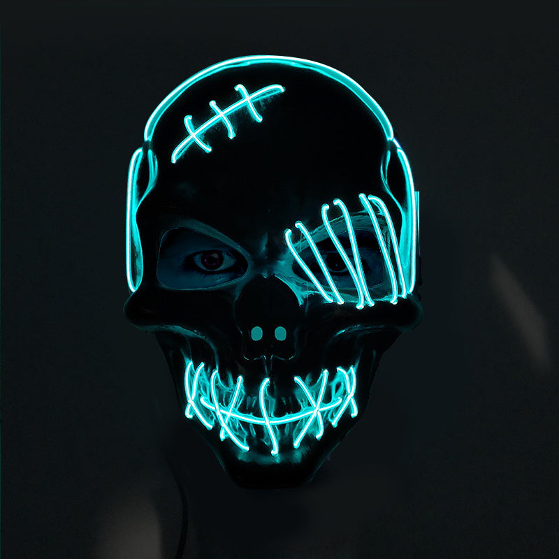 Halloween Scary One-Eyed Pirate Mask Cosplay Led Mask Adult Glowing Mask EL Wire Light Up For Halloween Festival Party Bar