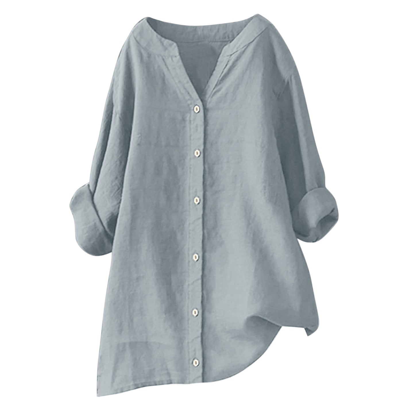 Women's Cotton And Linen Long Sleeve Button Shirt