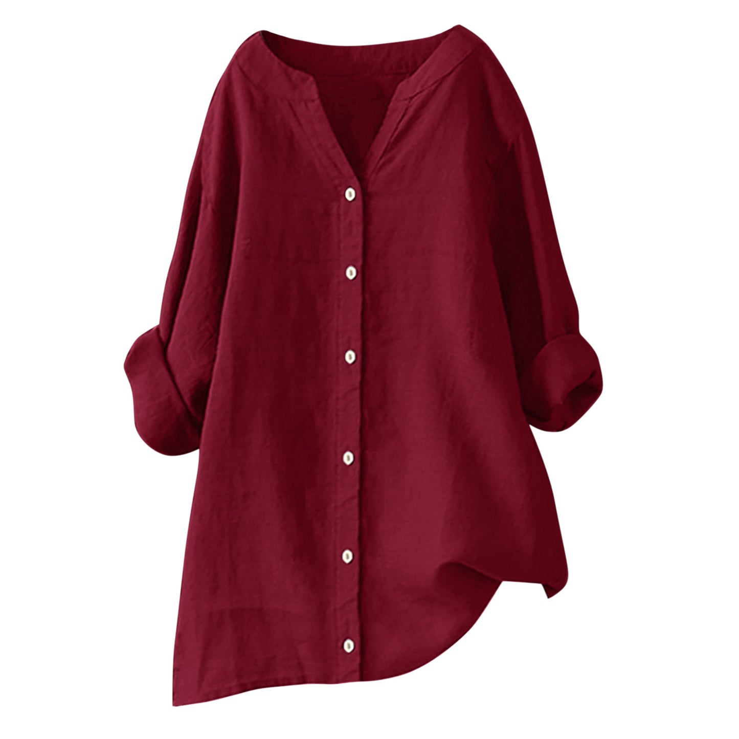 Women's Cotton And Linen Long Sleeve Button Shirt