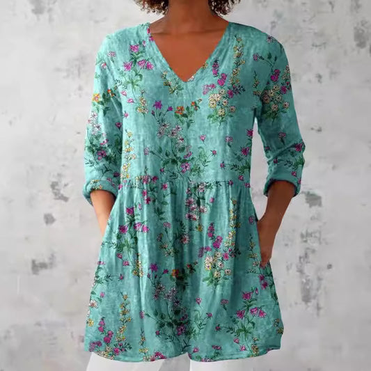 Women's Loose And Comfortable Digital Printed Round Neck Short-sleeved Top