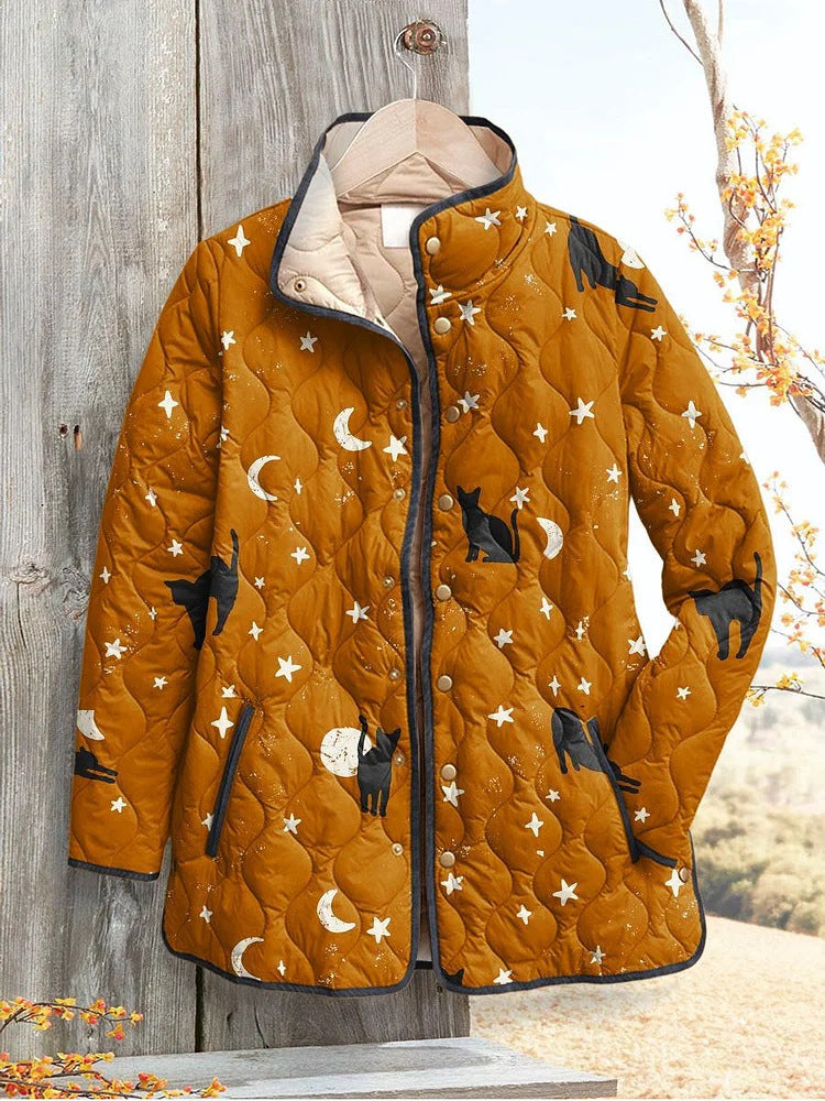New Stand Collar Autumn And Winter Button Women's Gradient Cotton-padded Sweater