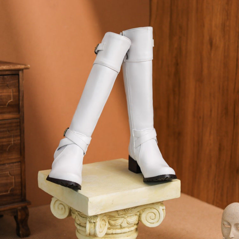 Women's Belt Buckle Plus Size High Leg Boot