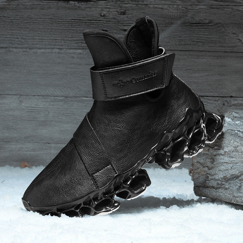 High-top With Velvet Microfiber Men's Leather Worker Boot