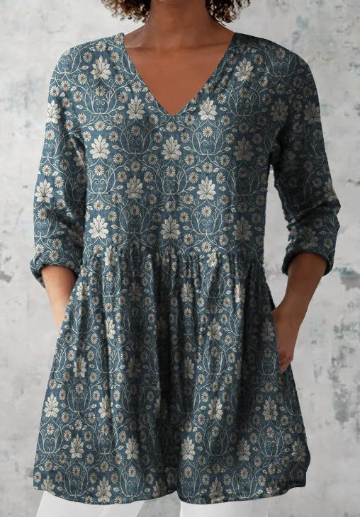 Women's Loose And Comfortable Digital Printed Round Neck Short-sleeved Top