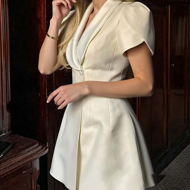 V-neck Tight Waist Graceful And Fashionable Solid Color Jumpsuit Skirt