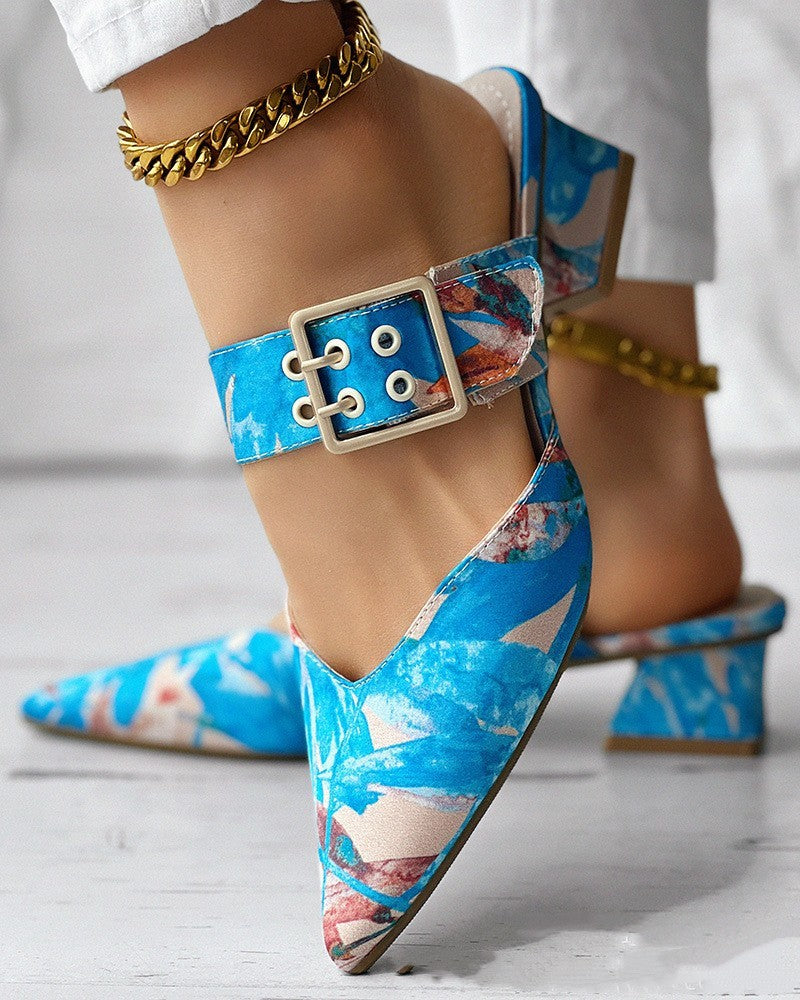 Women's Colorful Chunky Heel Sandals