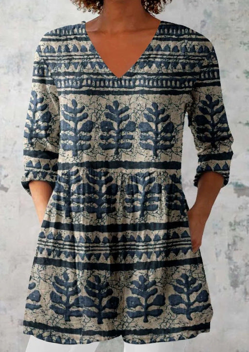 Women's Loose And Comfortable Digital Printed Round Neck Short-sleeved Top