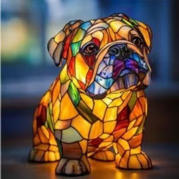Colorful Strange Dog Lamp Resin Decorations