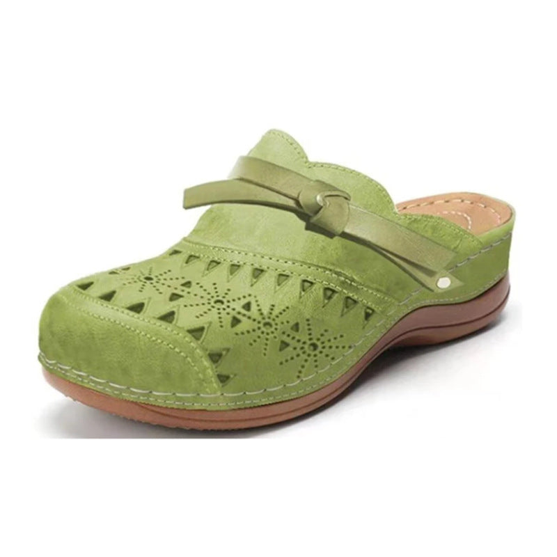 Plus Size Women's Shoes Bow Hollow Toe Flat Sandals