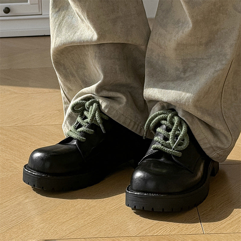 Big Head Derby Men's Platform Height Increasing Casual Leather Shoes