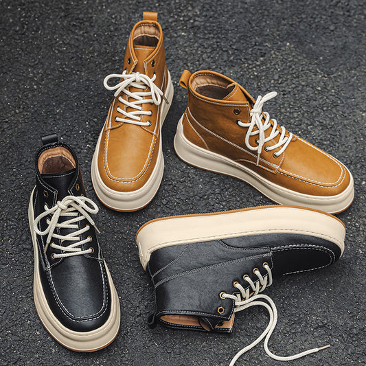 British Style Retro Platform High Street All-match Mid-top Board Shoes