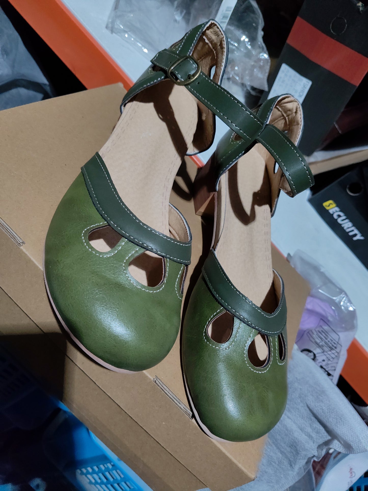 Chunky women's shoes plus size leather shoes