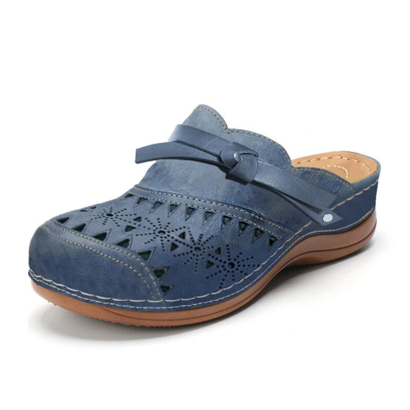 Plus Size Women's Shoes Bow Hollow Toe Flat Sandals