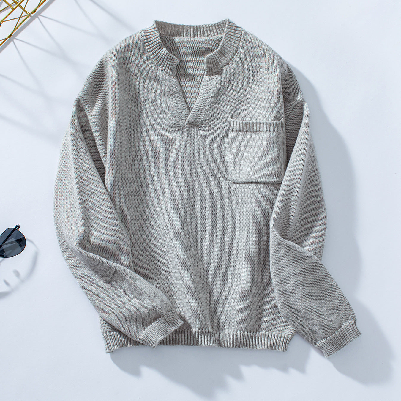 Women's Sweater Solid Color Pocket Casual Loose