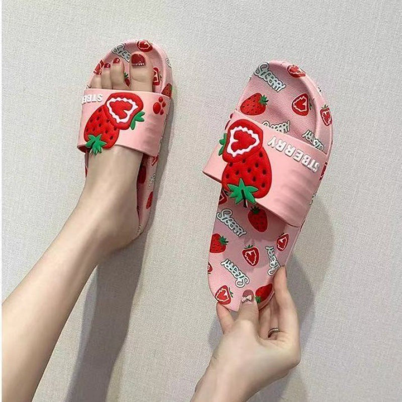 REAVE CAT New Women Slippers Open Toe 2cm Heels Fruit Stylish Cartoon Cute Soft Comfy Non-Slip Size 35-39 Summer A3768