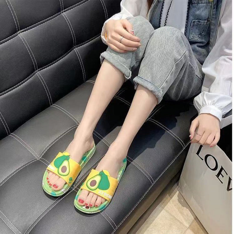 REAVE CAT New Women Slippers Open Toe 2cm Heels Fruit Stylish Cartoon Cute Soft Comfy Non-Slip Size 35-39 Summer A3768