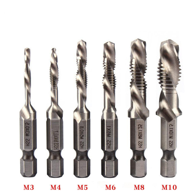Cross-Border Hexagonal Shank Compound Tap High-Speed Steel Three-In-One Machine Tap Drill Bit Tapping Drill Integrated Spiral Tap