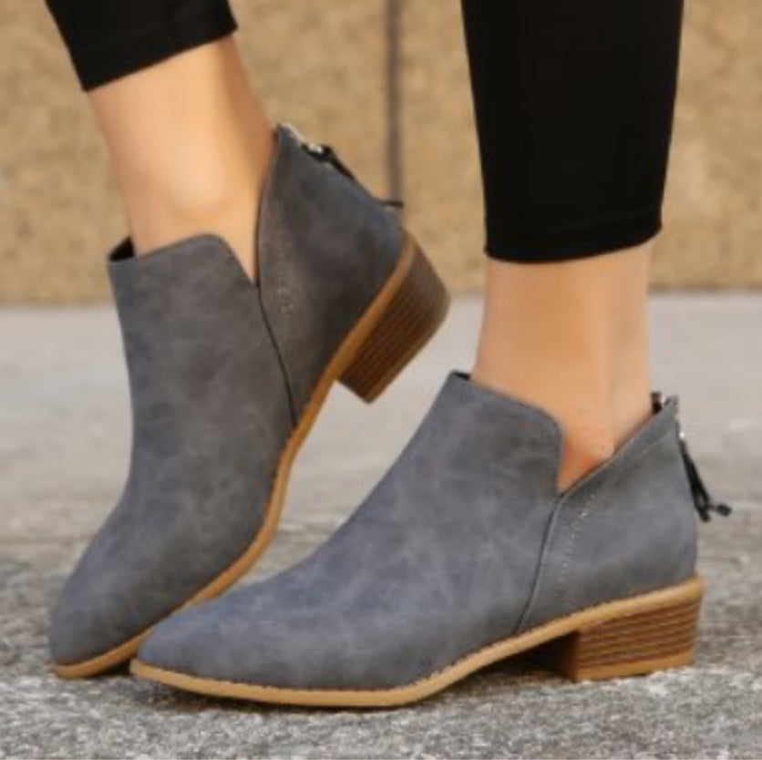 Leather Booties Women's Zipper Suede Ankle Boots Women's Martin Boots