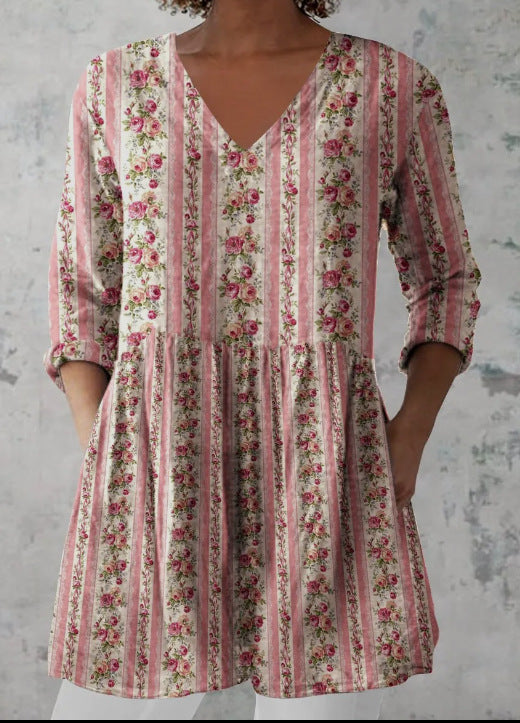 Women's Loose And Comfortable Digital Printed Round Neck Short-sleeved Top