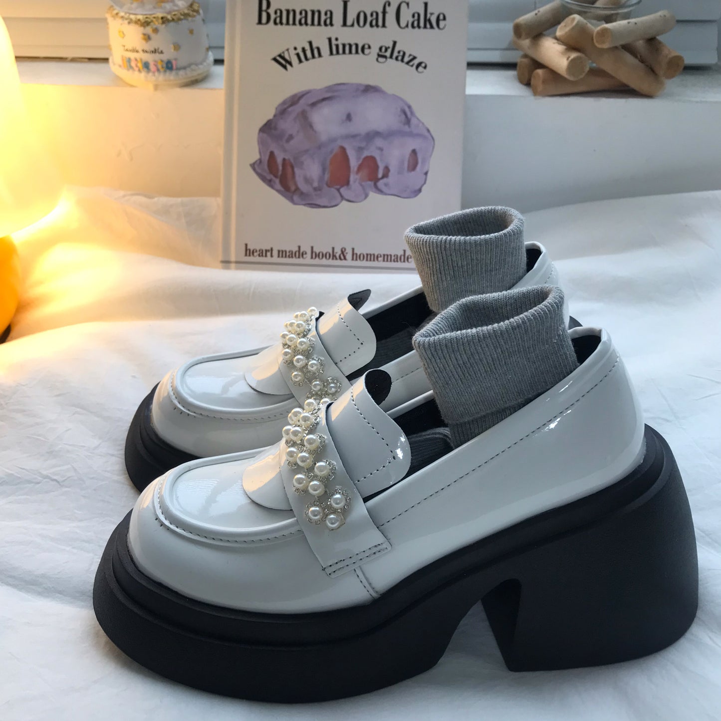 Women With Thick High Heels And Lace Up Small Leather Shoes Q1