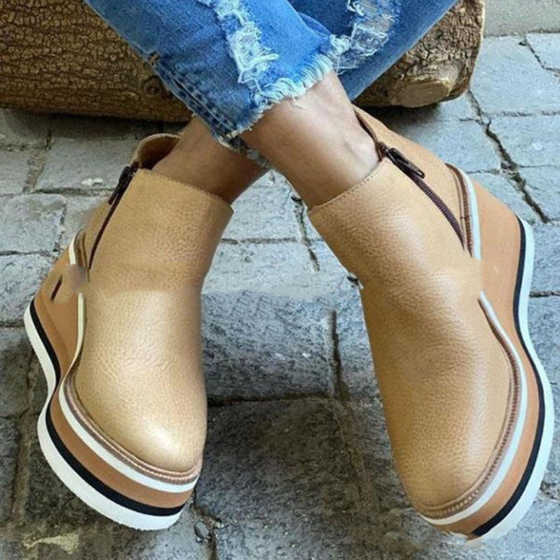 New Style Flat Side Zipper Shoes For Autumn And Winter