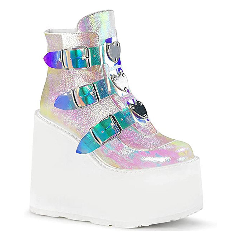 Litthing Winter Women Platform Boots Fashion Thick Bottom Ankle Boots Wedges Shoes  Lace Up Buckle Ankle Boots Botas Mujer