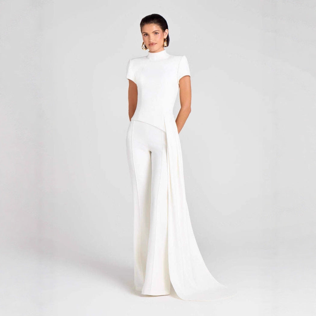 Draped Pants Sculpture Elegant Blouse And Pants Simple Female