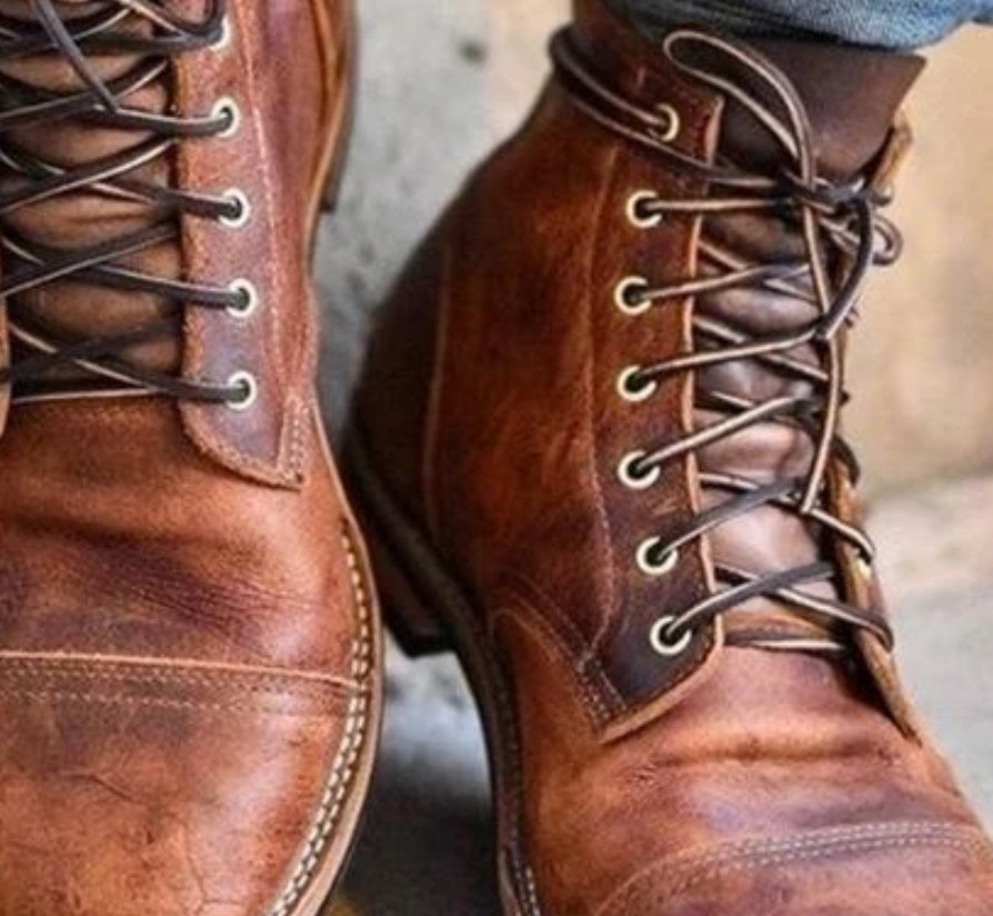 European And American Large Size Lace-Up Low Boots
