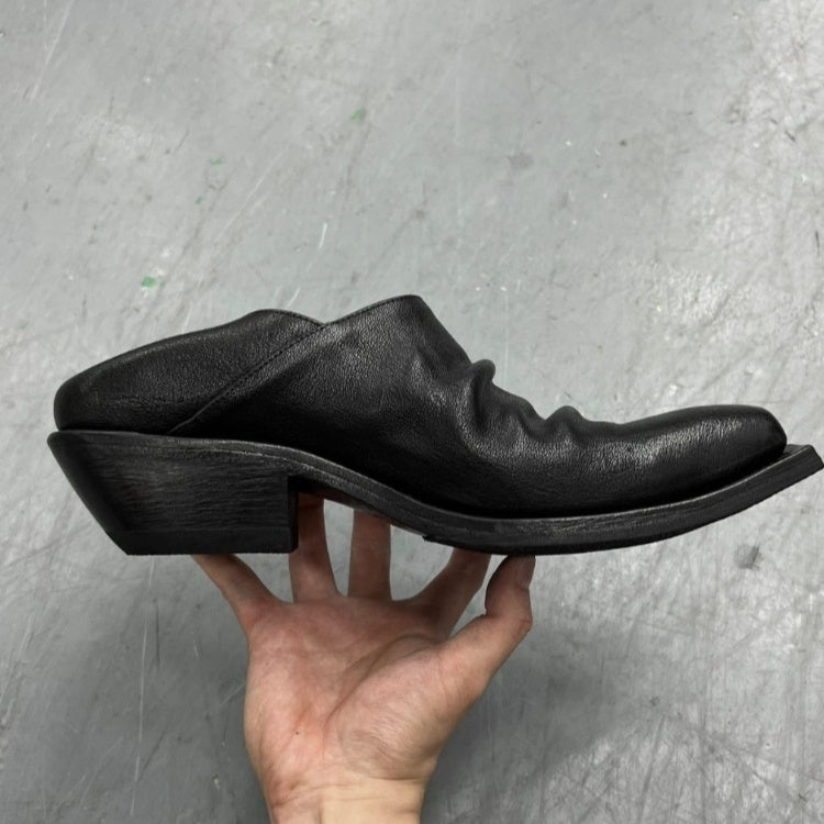 Black Retro Unisex Small Leather Shoes With Height Increase