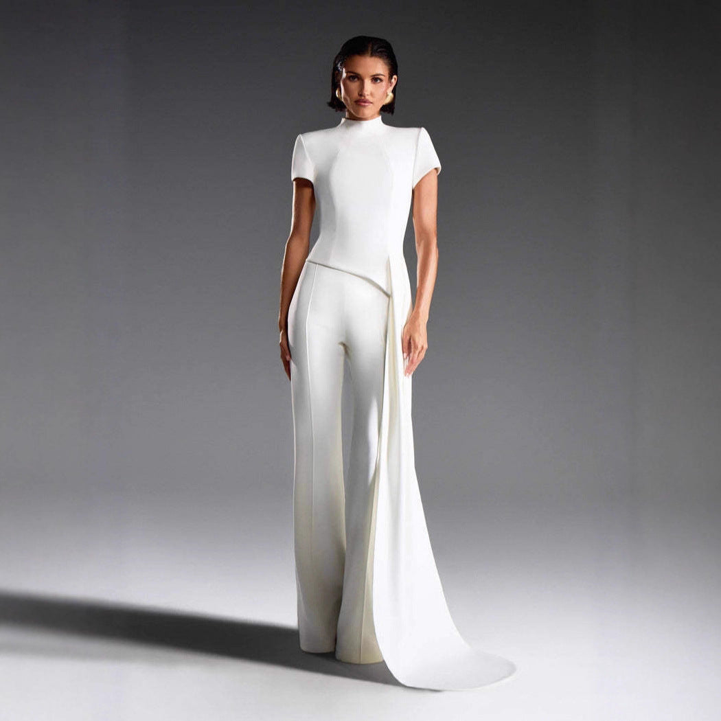 Draped Pants Sculpture Elegant Blouse And Pants Simple Female