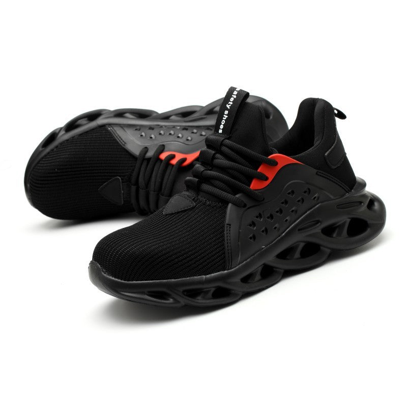 Flying fabric four seasons safety shoes