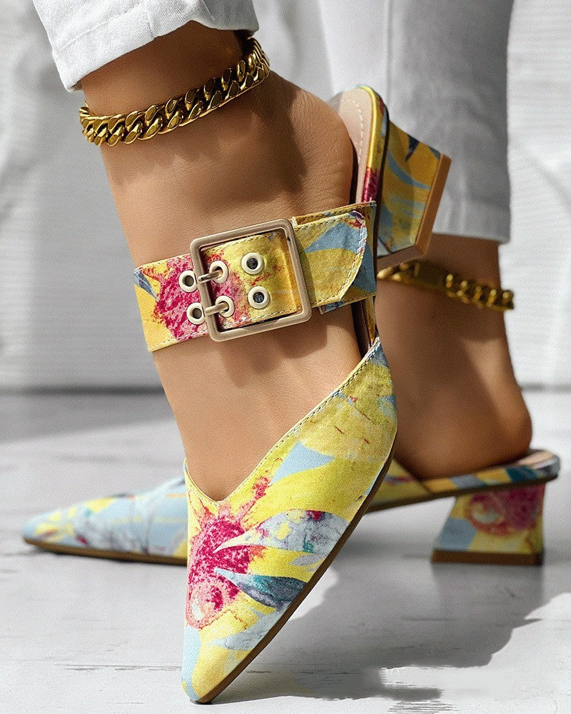 Women's Colorful Chunky Heel Sandals